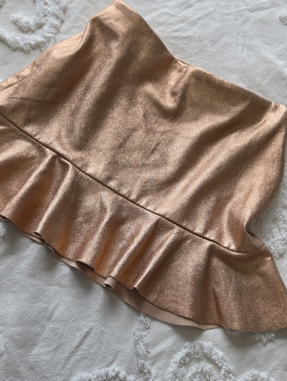 Zara Trafaluc Metallic Rose Gold Peplum Mini Skirt XS NWOT - Picture 5 of 16